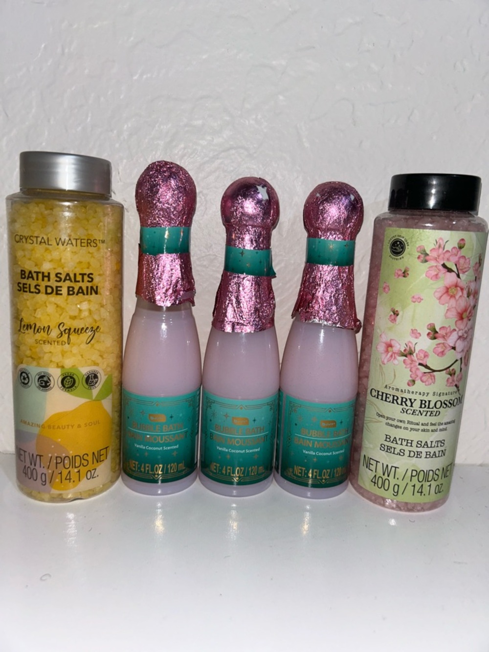 Lemon Squeeze Bath Salts & Pink Bubble Bath Set